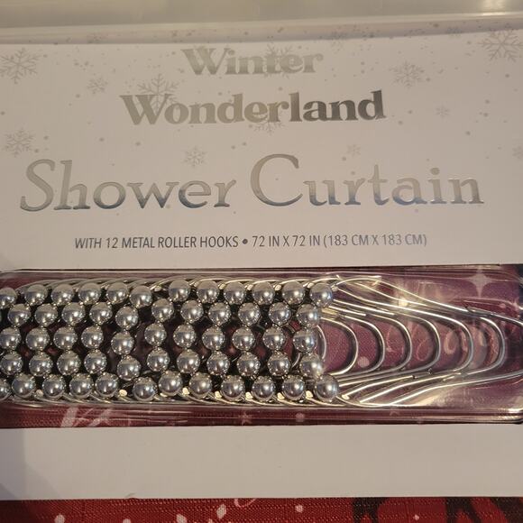 Winter Wonderland Snow Eiffel Tower Reindeer Shower Curtain Set 13 piece NWT - Picture 4 of 4